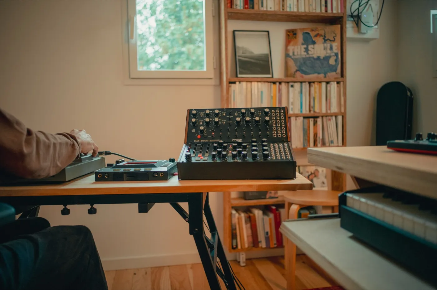 Desk mixer and books